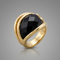 Avera Onyx Block Cocktail Ring in 14k Hamilton Gold by Avera Group