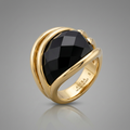 Avera Onyx Block Cocktail Ring in 14k Hamilton Gold by Avera Group