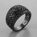 Avera Elegant Contemporary Swirl Ring In Polished Black by Avera Group