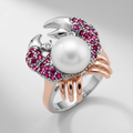 Avera Pearl Crab Cubic Zirconia Ring in Multi-Tone Finish by Avera Group