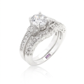 Avera Art Deco Round Cut Bridal Set in Radiant Silver by Avera Group