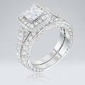 Avera Art Deco Princess Cut Bridal Set in Sterling Silver by Avera Group