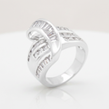 Avera Jewelry Channel Set Overlap Ring in Sterling Silver by Avera Group