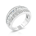 Avera Three-Row Cubic Zirconia Band in Polished Silver by Avera Group
