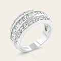 Avera Three-Row Cubic Zirconia Band in Polished Silver by Avera Group