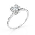 Avera Princess Cut Halo Engagement Ring in Sterling Silver by Avera Group