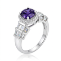 Avera Tape Baguette Cubic Zirconia Engagement Ring in Silver by Avera Group