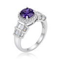 Avera Tape Baguette Cubic Zirconia Engagement Ring in Silver by Avera Group