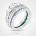 Avera Three Stone Wedding Ring Set In Radiant Silver by Avera Group