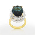 Avera Two-Tone Double Halo Cocktail Ring in Multi-Metal Finish by Avera Group