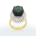 Avera Two-Tone Double Halo Cocktail Ring in Multi-Metal Finish by Avera Group