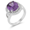Avera Amethyst Halo Cocktail Ring in Sterling Silver by Avera Group