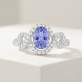 Avera Tanzanite Halo Pave Cocktail Ring in Light/Pastel Purple by Avera Group