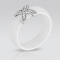 Avera Modern Classic X Ring in Polished White Gold Finish by Avera Group