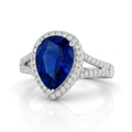 Avera Halo Solitaire Pear Engagement Ring In Silver Tone by Avera Group