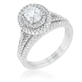 Avera Elegant Oval Wedding Ring Set in Sterling Silver by Avera Group