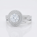 Avera Pave Round Wedding Ring Set In Sterling Silver by Avera Group