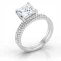 Avera Princess Solitaire Wedding Set Ring in Sterling Silver by Avera Group