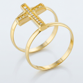 Avera Francis 0.08ct CZ Contemporary Cross Ring in Gold by Avera Group