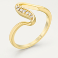 Avera Sheryl 0.07ct CZ 14k Gold Simple Wave Ring by Avera Group