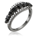 Avera 1.06Ct Hematite Plated Graduated Cubic Zirconia Half Eternity Ring by Avera Group