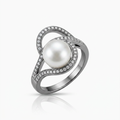 Avera Hematite Pearl Interlocked Double Teardrop Ring by Avera Group