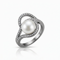 Avera Hematite Pearl Interlocked Double Teardrop Ring by Avera Group