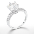 Avera Cz Round Solitaire Quad Micropave Ring In Sterling Silver by Avera Group