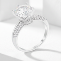 Avera Cz Round Solitaire Quad Micropave Ring In Sterling Silver by Avera Group