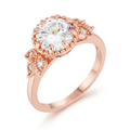 Avera 2Ct Plated Round Cut CZ Trio Laurel Leaf Engagement Ring by Avera Group
