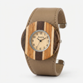 Avera Brenna Wood Inspi Leather Cuff Watch by Avera Group