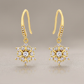 Avera Dainty Snowflake Drop Earrings in Polished Gold by Avera Group