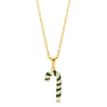 Avera Enamel Candy Cane Necklace In Gold Tone by Avera Group