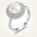 Avera Ethereal Pearl Double Halo Cocktail Ring in Silver by Avera Group