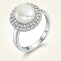 Avera Ethereal Pearl Double Halo Cocktail Ring in Silver by Avera Group
