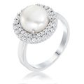 Avera Ethereal Pearl Double Halo Cocktail Ring in Silver by Avera Group