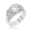 Avera 2.25Ct Round Cut Cubic Zirconia Trio Laurel Leaf Engagement Set by Avera Group