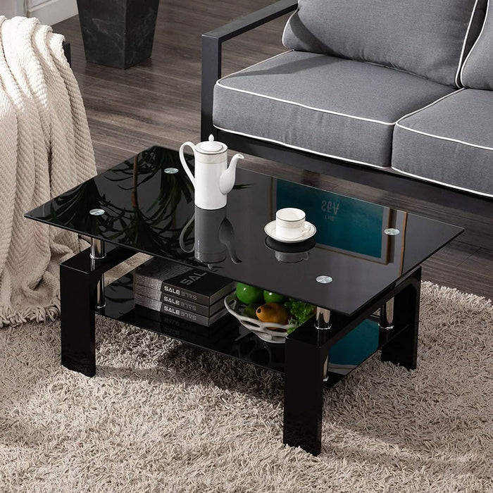 Living Room Rectangle Glass Coffee Table by DailySale