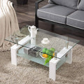 Living Room Rectangle Glass Coffee Table by DailySale