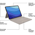 Logitech Combo Touch iPad Pro 12.9-inch (5th, 6th gen - 2021, 2022) Keyboard Case - Sand USA Layout by DailySale