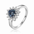 London Blue Topaz Halo Heart Ring by Fine Color Jewels