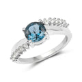 London Blue Topaz Pave Engagement Ring by Fine Color Jewels