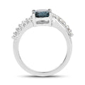 London Blue Topaz Pave Engagement Ring by Fine Color Jewels