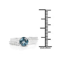 London Blue Topaz Pave Engagement Ring by Fine Color Jewels
