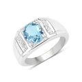 London Blue Topaz Sterling Silver Unisex Ring by Fine Color Jewels