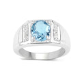 London Blue Topaz Sterling Silver Unisex Ring by Fine Color Jewels