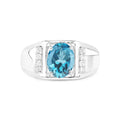 London Blue Topaz Sterling Silver Unisex Ring by Fine Color Jewels
