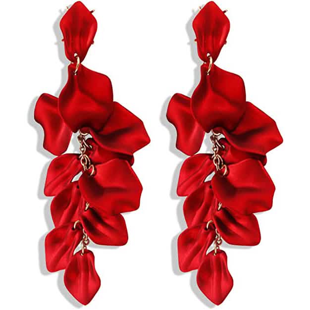 Long Acrylic Rose Petal Earrings by DailySale