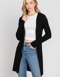 Long Ribbed Duster Cardigan - Black by Boutique 23