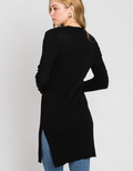 Long Ribbed Duster Cardigan - Black by Boutique 23